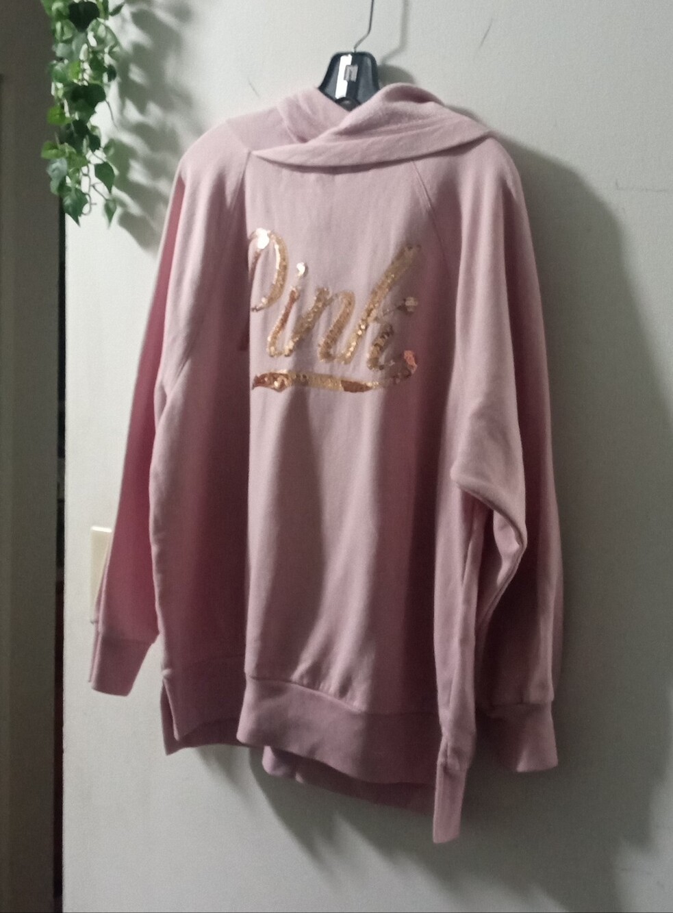 PINK Victoria's Secret Dusty Blush Sequin Logo Hoodie
